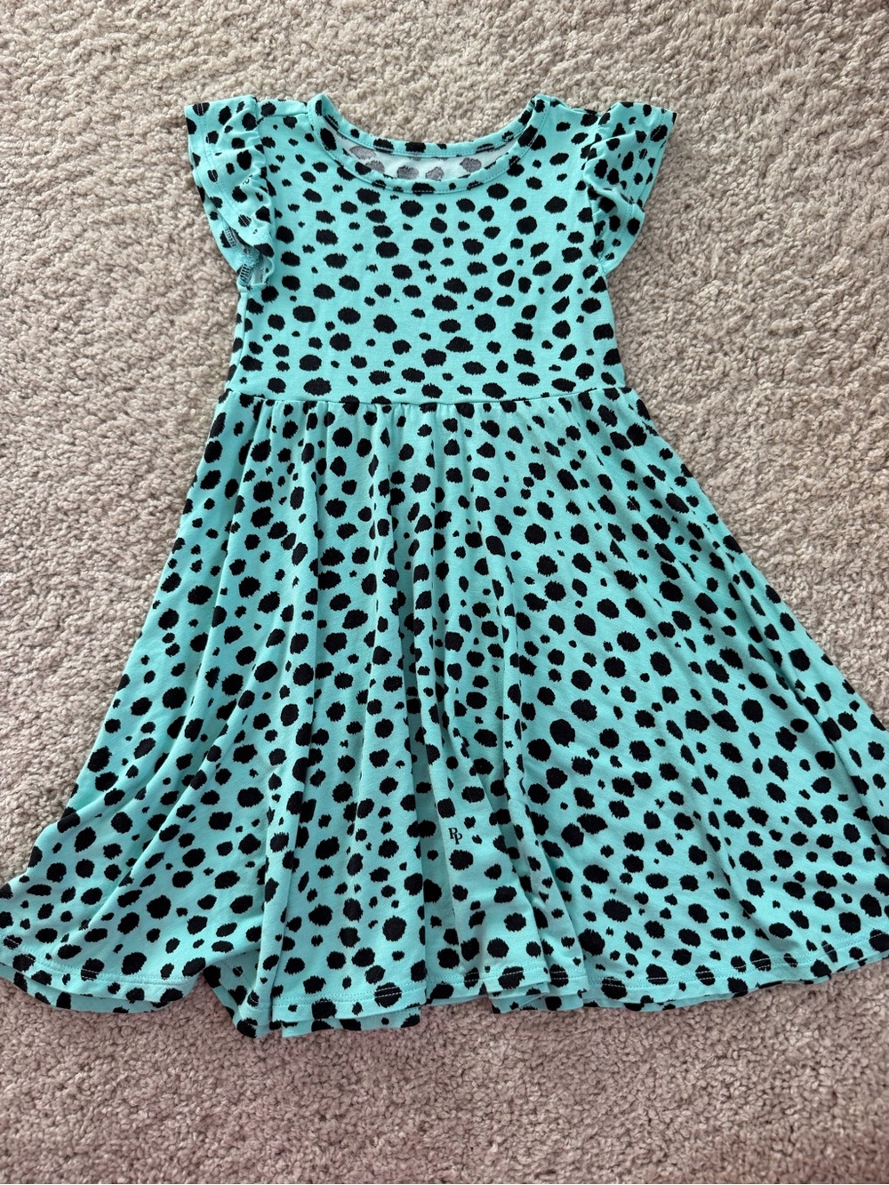 Posh Peanut Aqua with Black Spot twirl Dress